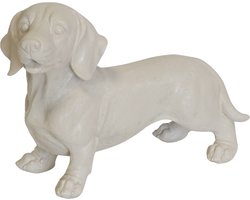 Housevitamin Ornament Dachshund Polyresin Sand 20x8x15cm - Decoratief Beeldje Huisdecoratie - Dachshund Liefhebbers Gift.