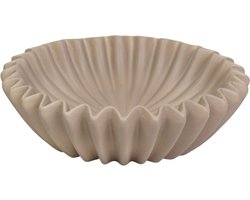 Housevitamin Plissé Schaal – Keramiek – Decoratieve Schaal – Moderne Fruitschaal – Taupe – 29,5 cm
