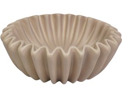 Housevitamin Plissé Schaal – Keramiek – Decoratieve Schaal – Taupe – 20 cm