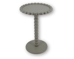 Housevitamin Ronde Bijzettafel Ø38 cm – Taupe – Bolletjesrand & Bolletjespoot – MDF – Hoogte 55 cm – Design Bijzettafel – Plantentafel – Decoratief Tafeltje