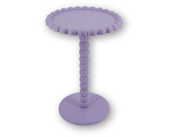 Housevitamin Ronde Bijzettafel Ø38 cm – Lila – Bolletjesrand & Bolletjespoot – MDF – Hoogte 55 cm – Design Bijzettafel – Plantentafel – Decoratief Tafeltje