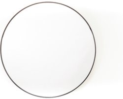 Housevitamin Ronde Metalen Spiegel - Staal Rand 3cm 60 Dia - Zwarte Wand Spiegel 60cm - Badkamer