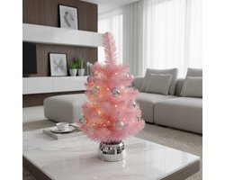 Housevitamin Roze Kunstkerstboom 50 cm – LED Lampjes – Disco Pot – Origineel Relatiegeschenk 2025