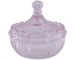 Housevitamin-Sierpotje - Opbergpotje met deksel - Glas - Roze - 9,5x9,5cm