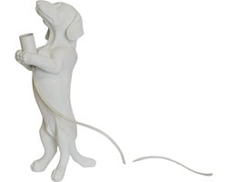 Housevitamin Teckel Lamp - Polyresin - 10x15x38cm - Wit