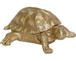 Housevitamin Turtle Box - Polyresin - Goud - 15.5x13.5x7.5cm - Opbergbox voor sieraden en kleine spullen