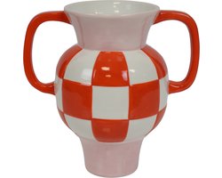 Housevitamin Vaas-Jug Keramiek Oranje/Roze 22x14,5x22,5cm - Uniek Design - Trendy Home Decor - Limited Edition.