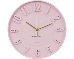 Housevitamin Wandklok – Licht Roze – 30x30x4 cm – Rond – Met 3D Cijfers
