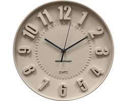 Housevitamin Wandklok – Zand – 30x30x4 cm – Met 3D Cijfers