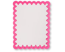 Housevitamin Wandspiegel 24x33 cm – Fluor roze– Golvende Rand – MDF – 1,5 cm Dik – Lichtgewicht – Modern Design – Decoratieve Spiegel