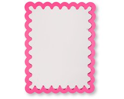 Housevitamin Wandspiegel 33 x 43 cm – Fluor roze– Golvende Rand – MDF – 1,5 cm Dik – Lichtgewicht – Modern Design – Decoratieve Spiegel