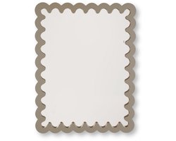 Housevitamin Wandspiegel 33 x 43 cm – Taupe– Golvende Rand – MDF – 1,5 cm Dik – Lichtgewicht – Modern Design – Decoratieve Spiegel
