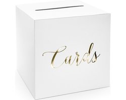 Housewarming enveloppendoos wit/goud Cards 24 cm - Nieuwe woning cadeaus versieringen/decoraties