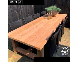 HOUT 1893 - Robuuste Douglas Tuintafel– 300x100 cm – 8 Persoonstafel – Gemonteerd geleverd – Onbehandeld – Geschaafd blad – Luxe tuintafel