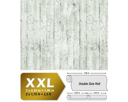 Hout behang EDEM 81108BR00 vliesbehang hardvinyl warmdruk in reliëf licht gestructureerd in shabby chic stijl mat wit grijs antraciet 10,65 m2