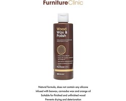 Hout Was & Boen 500ml - Furniture Clinic - Voor Afgewerkt of Onafgewerkt Hout – Sinasappel geparfumeerd - Vloeibare Bijenwas - Hout Verzorging - Wood Wax & Wood Polish 500ML - Orange Scented Polish - All Natural Furniture Polish - Protective Coating