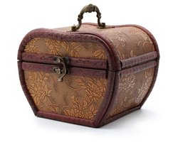 Houten 1920's stijl Kistje Appelvorm met Bloemmotief 12x11x16cm