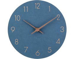 Houten 30cm Stille Wandklokken voor Home Decor Woonkamer Keuken Groot Aantal Moderne Klok (12 inch, Donkerblauw)