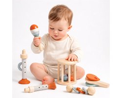 Houten Baby Muziekinstrumenten Set – 5 Stuks – Montessori Speelgoed – 6+ Maanden