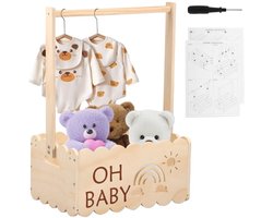 Houten Baby Shower Kist met Handvat - Gepersonaliseerde Opbergmand voor Babyspullen