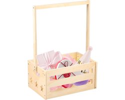 Houten Baby Shower Krat Kast Multifunctionele Baby Douche Mand met Handvat Houten Peuter Opslag Krat Mand Decoratieve Baby Welkom Mand voor Meisjes Jongens Zwangerschap Geschenken Nieuwe Ouders