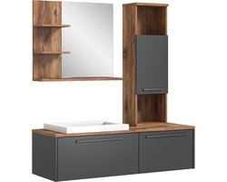 Houten Badkamermeubelset - Grijze Vanity - Badkamersuite - Duurzaam - FSC Gecertificeerd - 140cm x 45cm x 60cm
