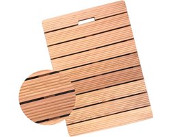 Houten Badmat - Badkamer Accessoire - Veilig Douchen - Antislip Strepen - 65x80cm - Licht Houtkleur