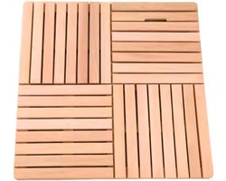 Houten Badmat - Douche vloermat - Badkamer Decoratie - Snelle Drainage - 80x80cm - Licht