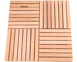 Houten Badmat - Douche Vloermat - Veilig Douchen - Antislip Massief Hout - W80xL95cm - Natuurlijk