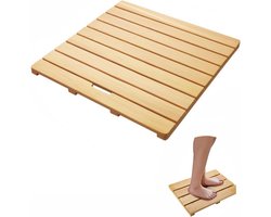 Houten Badmat - Doucheplank Eend - Badkamer Veiligheid - Antislip Natuurhout - 30x30cm - Licht Houtkleur