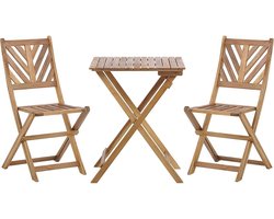 Houten Balkonset - Terras Set - Kleine Ruimtes - Opklapbaar Ontwerp - 3 Delig - Licht Hout