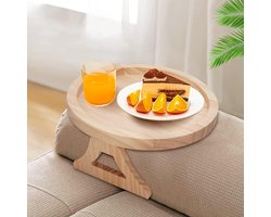 Houten bank, armleuning, dienblad, opvouwbare armleuning, draagbaar clip-on dienblad, clip-on-tafel, salontafel voor afstandsbediening, telefoon, dranken, snacks