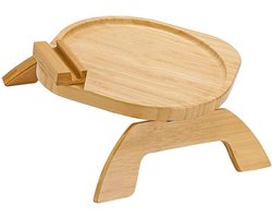 Houten bank armleuning lade met 360° draaibare telefoonhouder - opvouwbare bank arm tafellade - breedbank arm tafel tafel - rond