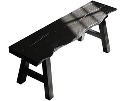 Houten Bank - Zitbank Hal Bankje - Entree Woonkamer - Uniek Golvend Randontwerp - 100 cm - Zwart