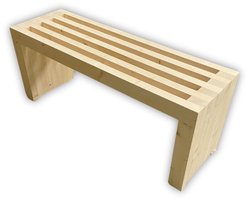 Houten Bankje 120 cm – Slatted Design – Vurenhout – Scandinavische Stijl – Halbankje / Woonbank – Handgemaakt & Duurzaam"