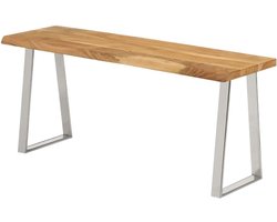 Houten Bankje - Eettafelbankje Halbank - Zitplek Creëren - Natuurlijke Rand - 105 cm - Natuurlijk