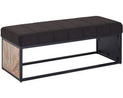 Houten bankje met zachte zitting (105 cm x 40 cm x 40 cm) Houten Bankje - Industrieel Bankje - Halbankje - Venterbank Decoratie - Halbankje Hal - Bankje Hout - Houten Bankje Decoratie - Entree Meubilair - Houten Bankje 100cm breed