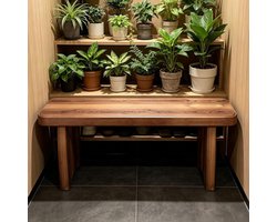 Houten Bankje - Opbergbankje Hal - Zitplaats Creëren - Massief Houten Constructie - 100x20x35cm - Natuurlijk Hout