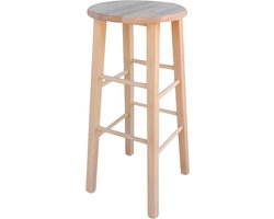 Houten Barkruk Rond Zitting Onbehandeld Naturel Hoogte 68 cm