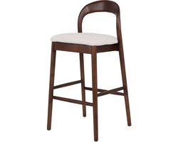 Houten Barstoel Lilah Walnut/Wit, Tijdloos ontwerp, Essenhouder frame, Gestoffeerde zitting