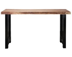 Houten Bartafel Boomstam (150cm) - Massief Acacia Houten Hoge Eettafel met Live-Edge en Boomstam Look - Hoge Tafel Voor 4 Personen met Massief Houten Tafelblad (6cm dikte) en Natuurlijke Uitstraling (150x50x92)