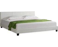 Houten bed Aron kunstleer 180x200 cm wit