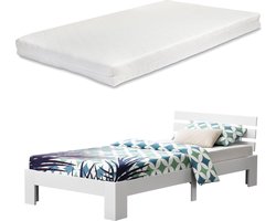 Houten bed Nivala grenen met matras 90x200 cm wit