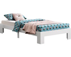 Houten bed Raisio grenen met bedbodem 100x200 cm wit