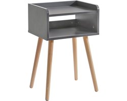 Houten Bedside Table - Side Table - Sofa End voor Slaapkamer - Grijs WNS003G