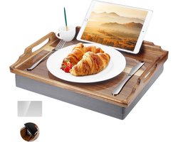 Houten Bedtafel met Kussen voor Eten en Laptopgebruik