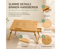 Houten Bedtafel voor Laptop - Laptoptafel voor Bed - Klein Bureau - Bedbureau om te Studeren en Werken - Laptoptafel voor Studenten - Leestafel - Multifunctionele Tafel - 55 × 34 × 27 cm