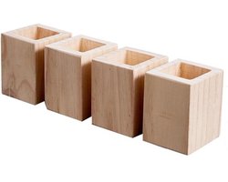 Houten bedverhogers - Meubelpoten liften - Meubels verhogen - Massief grenenhout - 4 stuks - Houtkleur