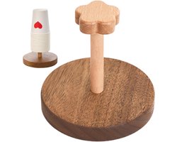 Houten Bekerhouder - Decoratief Rek - Ruimte Ordenen - Natuurlijk Materiaal - 13x13x12.5 cm