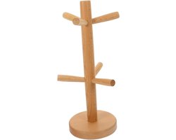 Houten Bekerhouder - Mok Organizer - Keuken Organiseren - Stabiele Constructie - 32 cm - Licht Geel